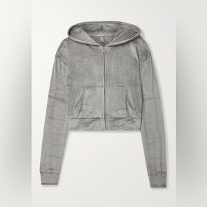 Skims Velour Crop Hoodie 3XL Smoke